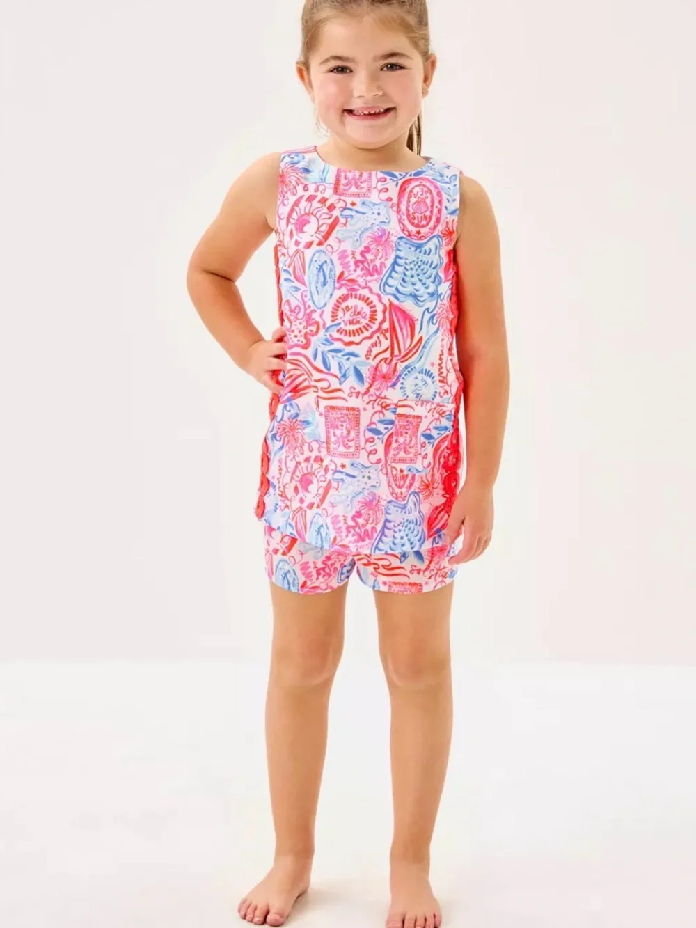 Lilly pulitzer girls Romey set size 14 sun sea sand vguc